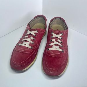 Hush Puppies burgundy genuine suede sneakers.